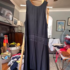 Sanctuary Long Black Sleeveless Dress with Velvet Waist Detail, Size Small (S)